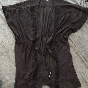 Cute Black Lace Kimono Cover-Up